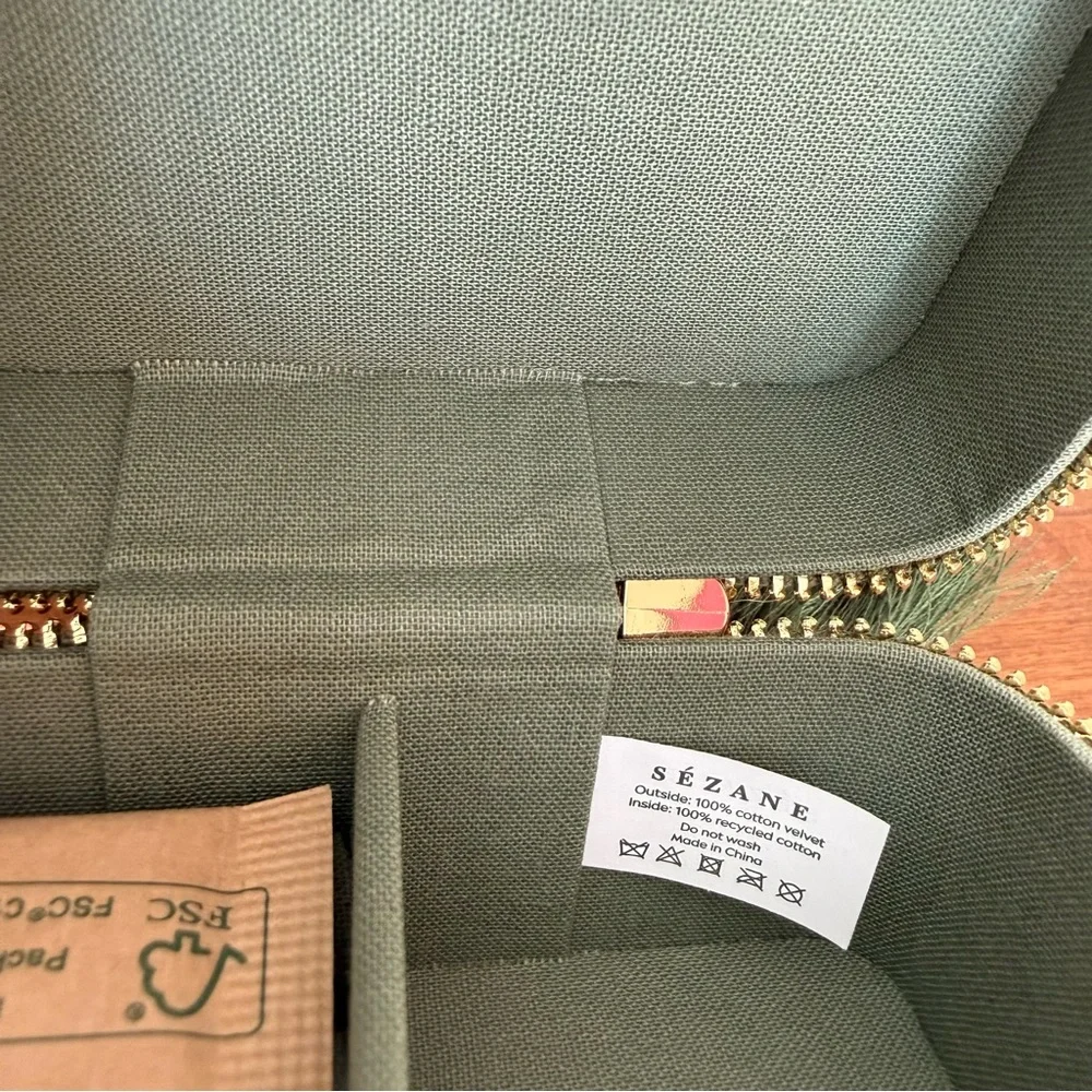 Sezane Green Cotton Velvet Jewelry Case - Picture 6 of 9